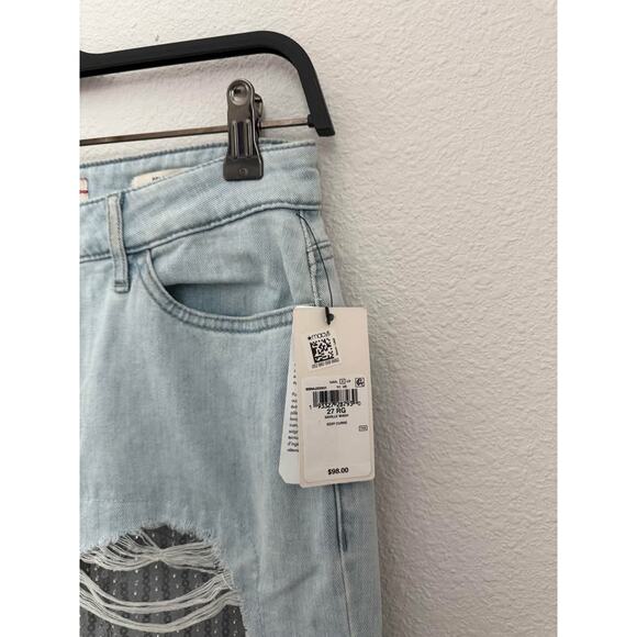 Guess Women’s Sequin Y2K Relaxed Fit Distressed Denim Jeans Sz 27 NWT - Picture 2 of 9